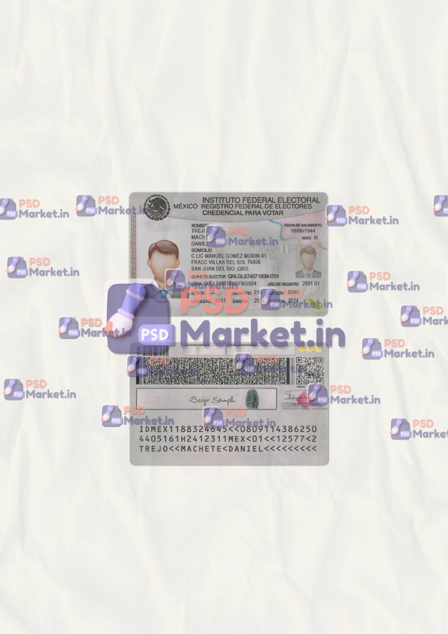 Mexico ID Card Template (scan) 1 Mexico ID (Scan) - PSDMarket.in