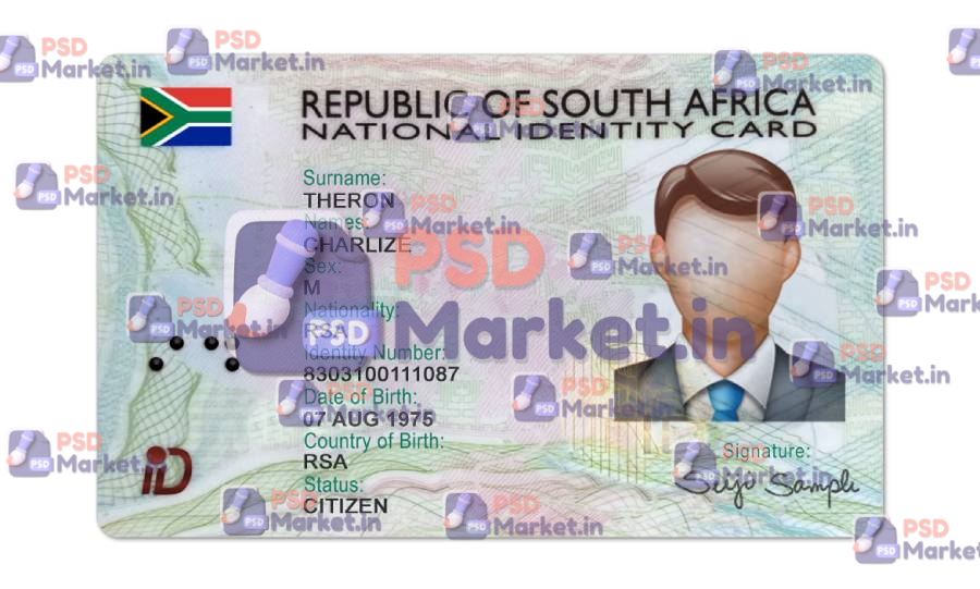 South Africa ID Card Template (Front & Back) 1 South Africa ID Card Template (Front & Back)