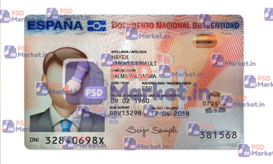 Spain ID Card Template (Front & Back) V1 1 Spain ID Card Template (Front & Back) V1 - Front - PSDMarket.in