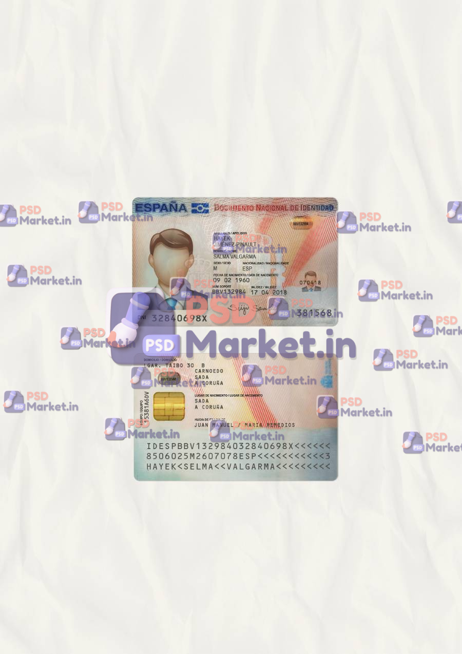 Spain ID Card Template (scan) V1 1 Spain ID (scan) V1 - PSDMarket.in