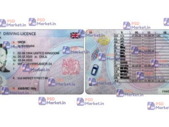 UK Drivers License Template (V5) - PSDMarket.in