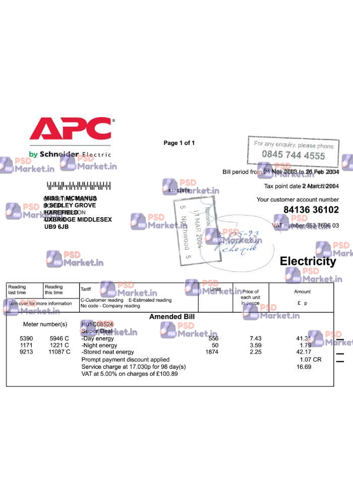 UK Utility Bill Template 1 UK Utility Bill Template - PSDMarket.in