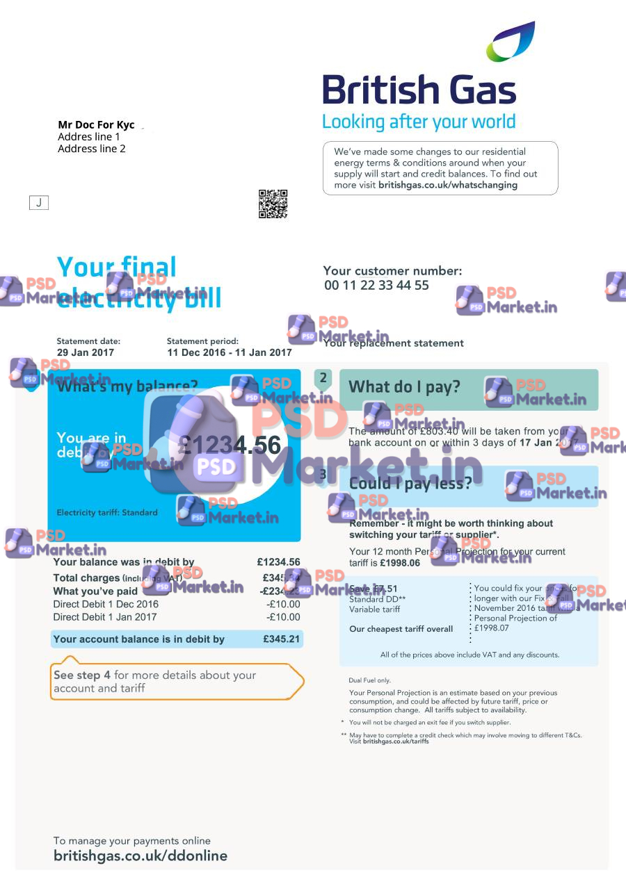 UK British Gas Bill Template 1 british-gas bill - PSDMarket.in